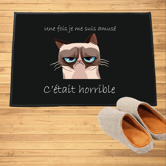 Paillasson chat humoristique - Grumpy Cat cartoon - Paillasson.shop