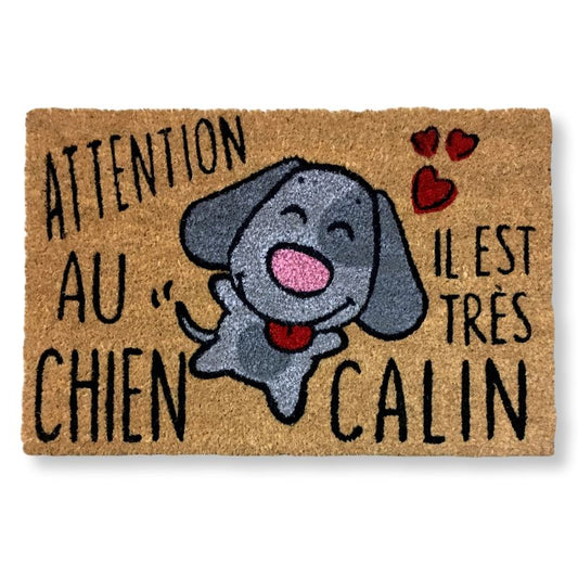 Paillasson fun en fibre de coco Chien calin - Paillasson.shop
