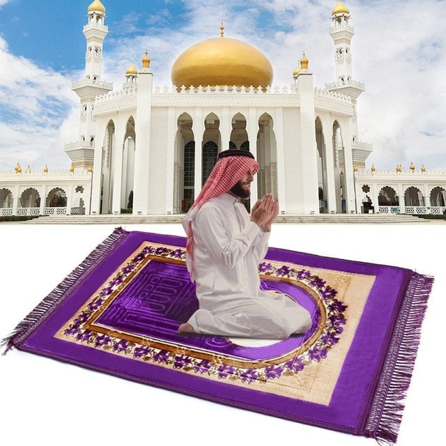 Ramadan24 Tapis de prière islamique - Tapis de prière musulmane - Rembourré  - Épais - Doux - Lavable - Namaz avec motif Islam Orient - Antidérapant -  80 x 120 cm (Violet) : : Cuisine et Maison