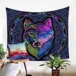 Tapis mural loup mandala - Vignette | Paillasson.shop