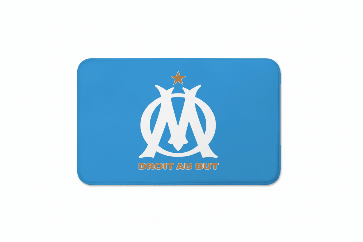 Tapis OM Olympique de Marseille - Paillasson antidérapant bleu et blanc