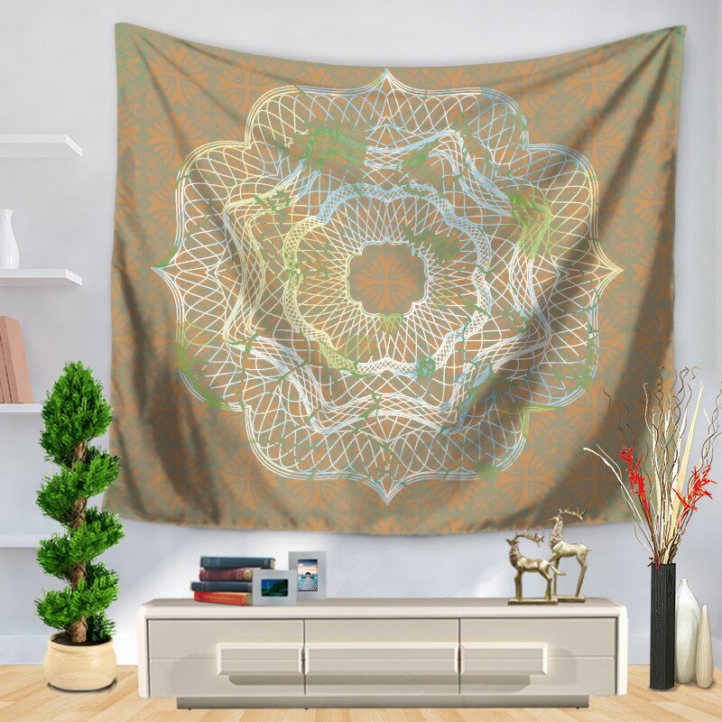 Tapis mural mandala cross flower