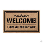 Paillasson : "Bienvenue, j'espère que tu as apporté du vin" - Vignette | Paillasson.shop