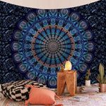 Tapis mural Indien mandala bleu - Vignette | Paillasson.shop