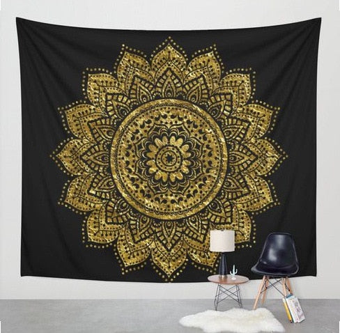 Tenture murale mandala doré