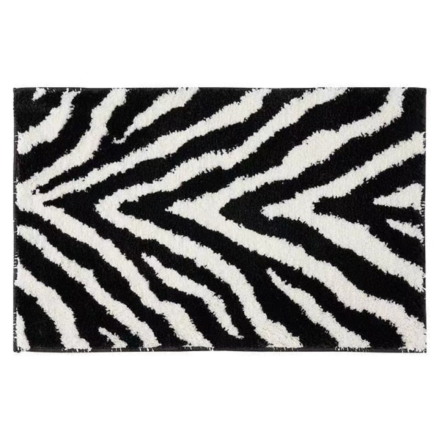 Tapis de bain rayé noir et blanc - Paillasson.shop