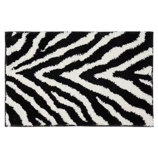 Tapis de bain rayé noir et blanc - Paillasson.shop