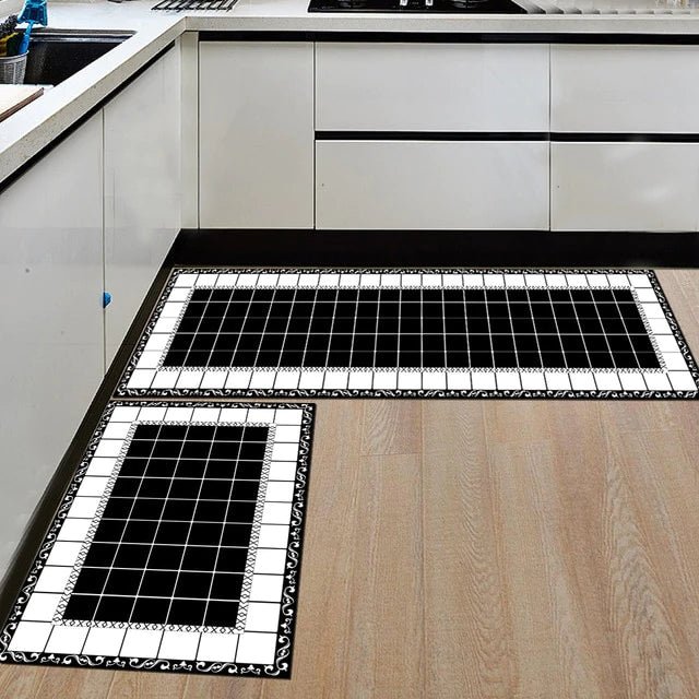 Tapis de cuisine noir et blanc - Paillasson.shop