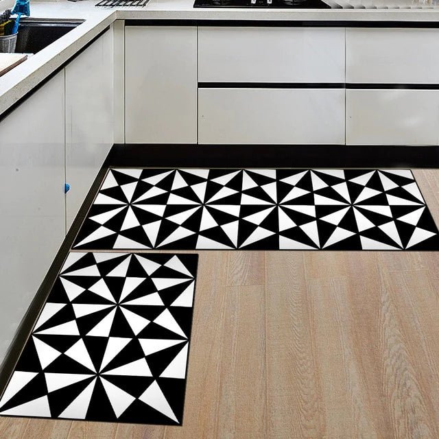 Tapis de cuisine noir et blanc - Paillasson.shop