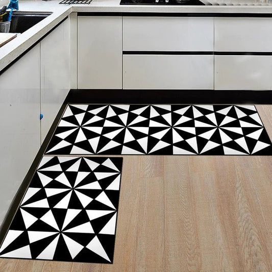 Tapis de cuisine noir et blanc - Paillasson.shop