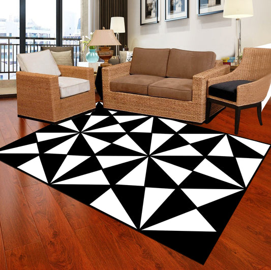 Tapis de salon moderne noir et blanc - Paillasson.shop