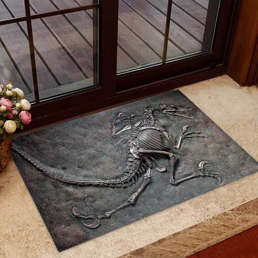 Tapis d'entrée dinosaure fossile - Paillasson.shop