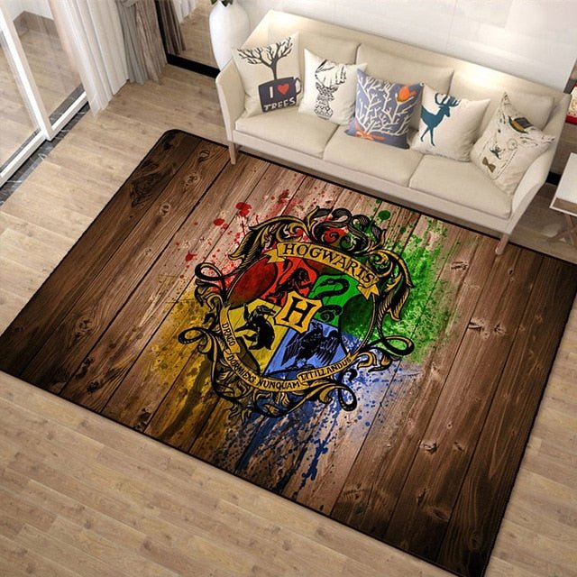 Tapis Harry Potter les maisons de Poudlard effet peinture - Paillasson.shop