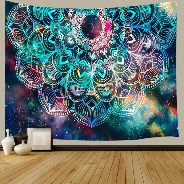 Tapis mural aquarel mandala spatial - Paillasson.shop