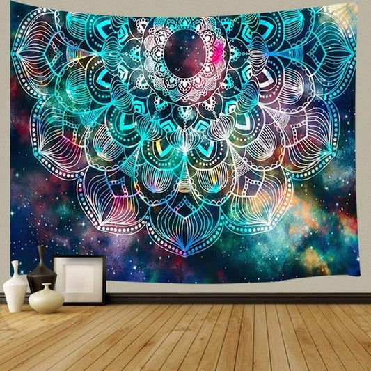 Tapis mural aquarel mandala spatial - Paillasson.shop