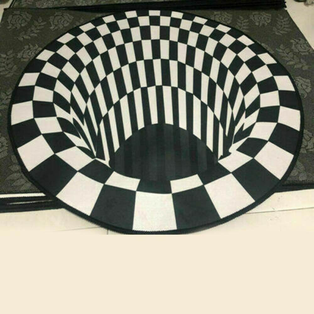 Tapis rond noir et blanc - Paillasson.shop
