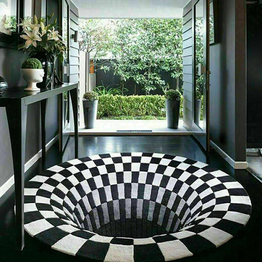 Tapis rond noir et blanc - Paillasson.shop
