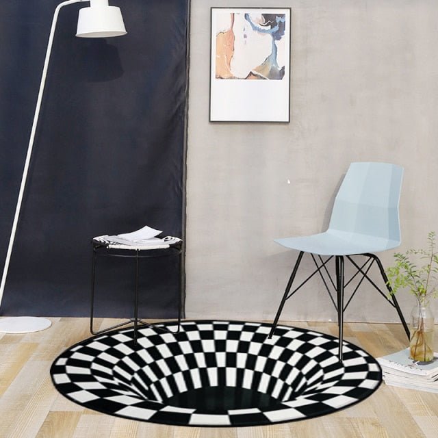 Tapis rond noir et blanc - Paillasson.shop