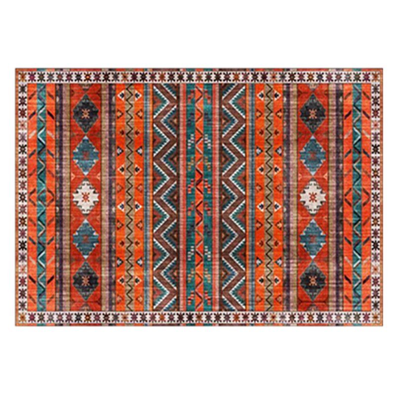 Tapis turc géométrique orange - Paillasson.shop