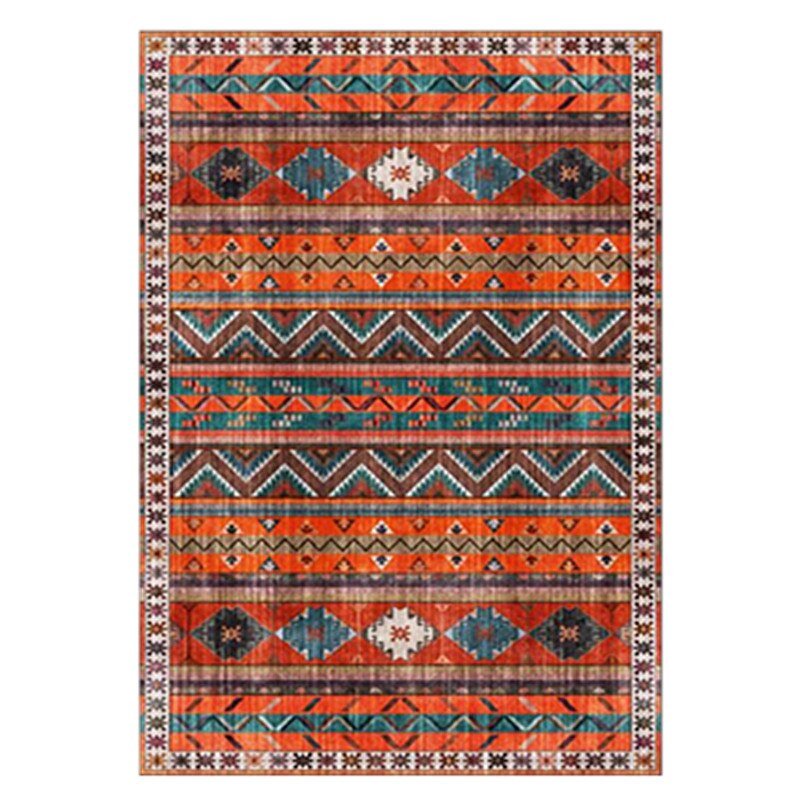 Tapis turc géométrique orange - Paillasson.shop