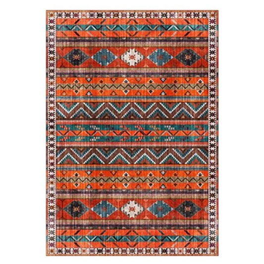 Tapis turc géométrique orange - Paillasson.shop